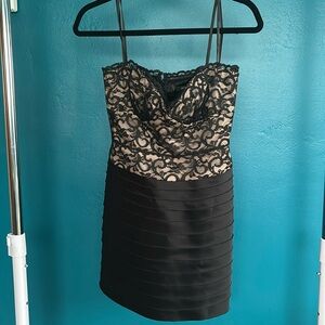 BCBG MAXAZRIA Strapless Lace and Silk Dress